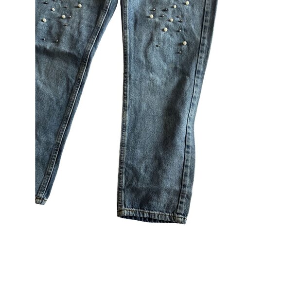 CALZEDONIA Embellished Pearl Ankle Jeans Size Small - Picture 7 of 10